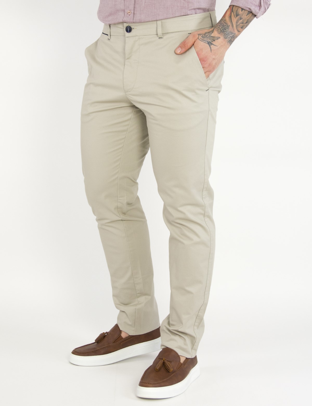 Trial ανδρικό μπεζ υφασμάτινο Chinos παντελόνι 23 Logan φωτογραφία